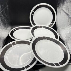 Corelle Urban Black Pattern Bread Plates Set Of 5 6.75" Retired Made In USA